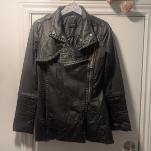 Rudsak Black PU Leather Jacket Women Size S Moto Zip Fitted Coat